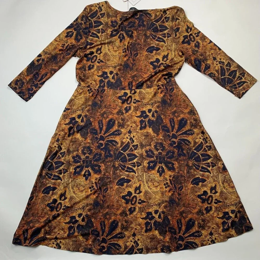 Peruvian Connection Womens Beatrice Dress Multicolor Size L Floral Knit - Picture 2 of 5